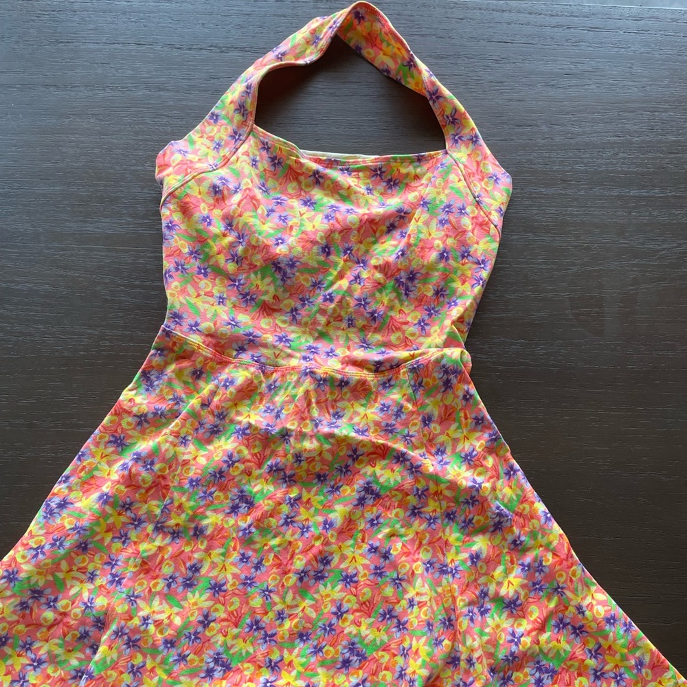 Vintage 80’s/90’s Neon Floral Halter Mini Dress